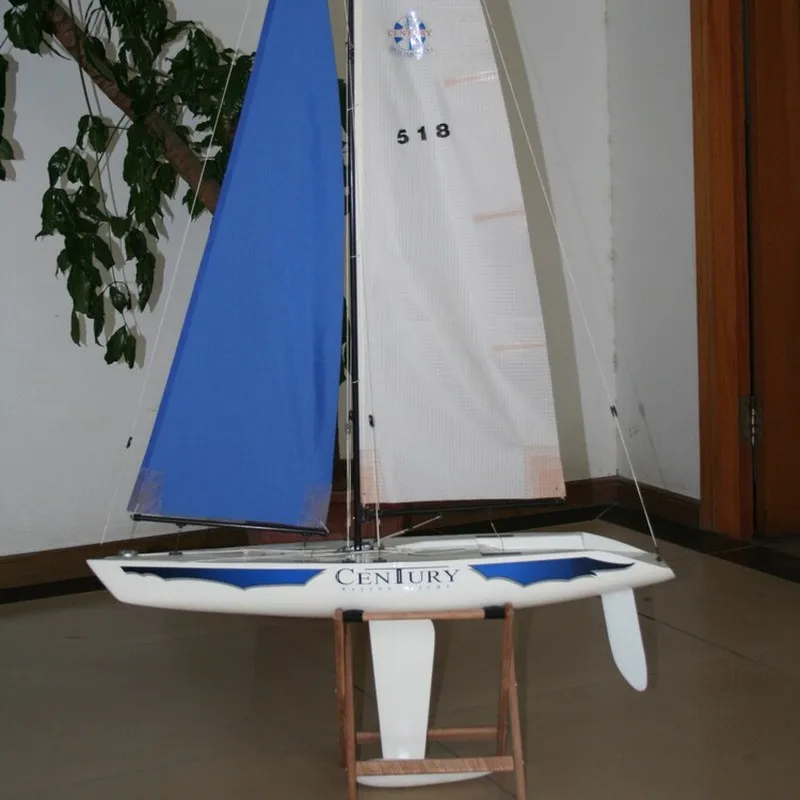 Century 750 2.4G 4 Channel RC Sailboat Fiberglass Hull Racing Yacht For Outdoor Lake Pond Water Sports RC Hobby Enthusiasts