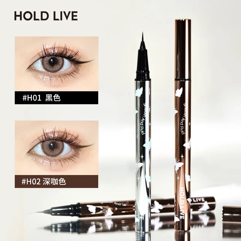 HOLD LIVE Liquid Eyeliner Pen Fine Tip Smooth Smudge‑Proof Long Lasting Waterproof Natural Eye Liner for Makeup Cosmetics