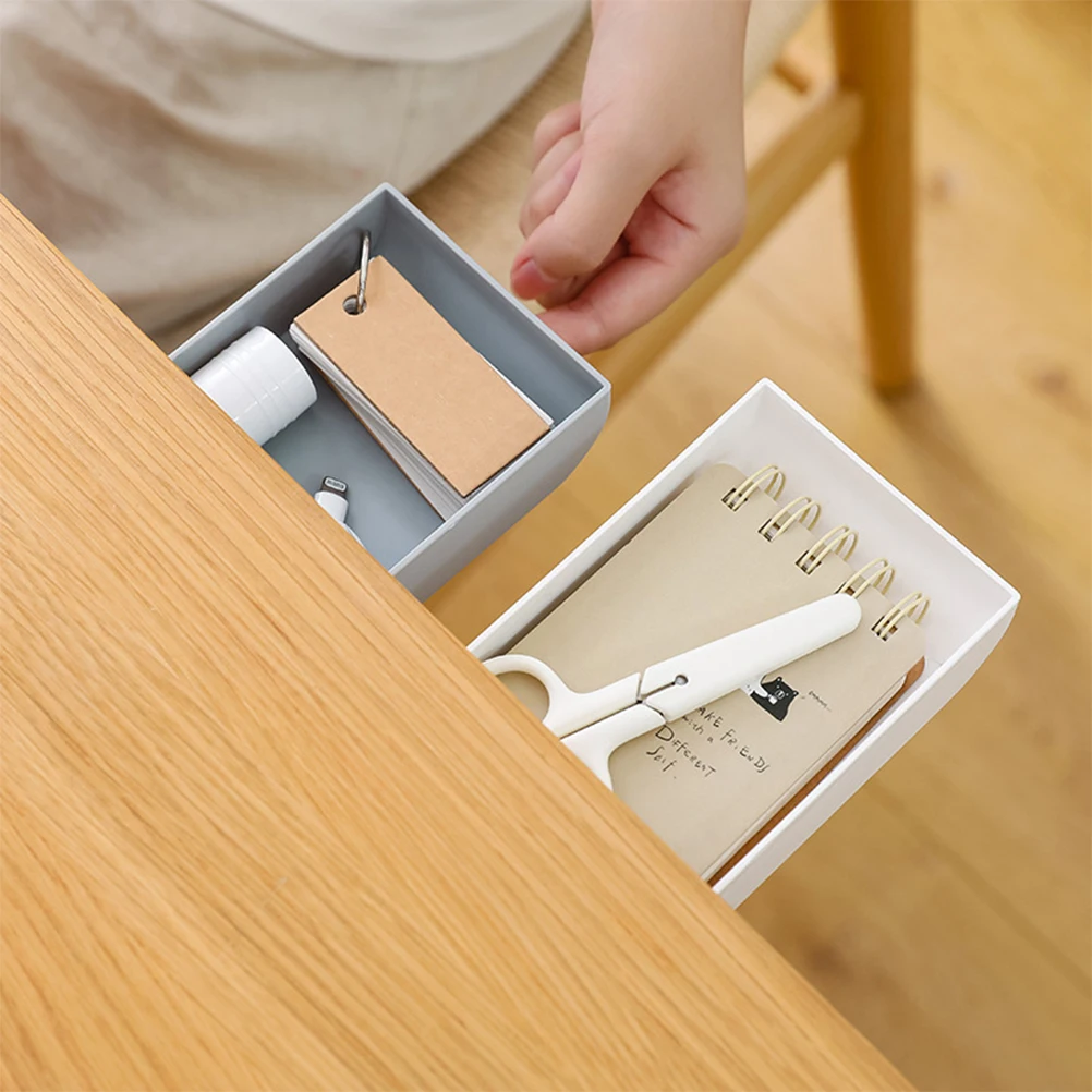 

Under Desk Drawer Adhesive Box Heavy Duty Organizer for Pens Scissors Memo Cable Wardrobe Kitchen Storage Shelf