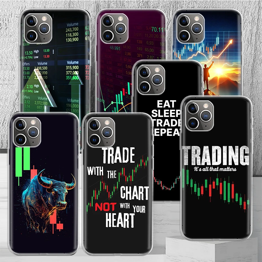 Trade Investment Forex Stock Market Phone Case Cover For iPhone 14 13 Pro 11 15 Art 12 XR X XS Max 7 8 6S Plus SE Soft Pattern C