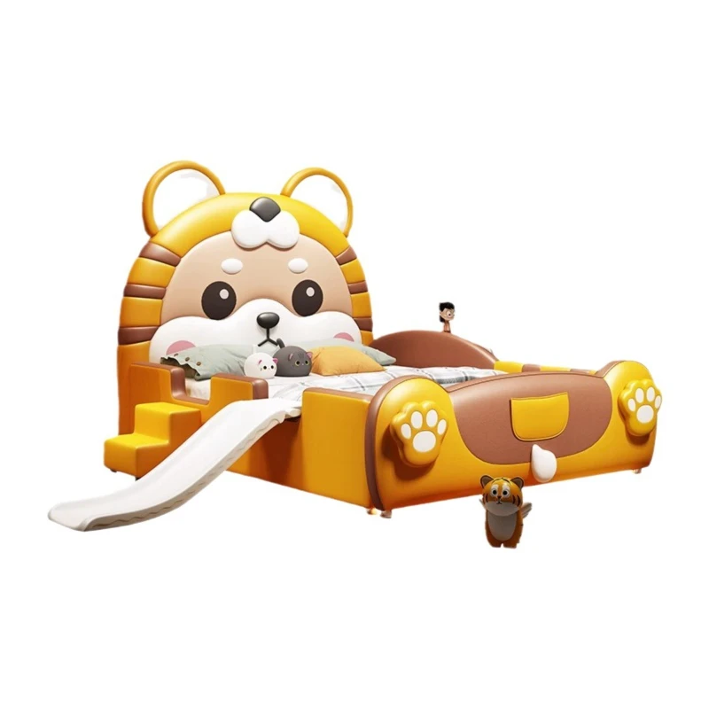 

Creative cartoon tiger bed, boy with guardrail child , teenager single bed