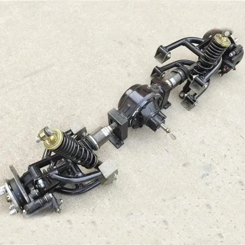 

Front axle with electric braking after car swing
