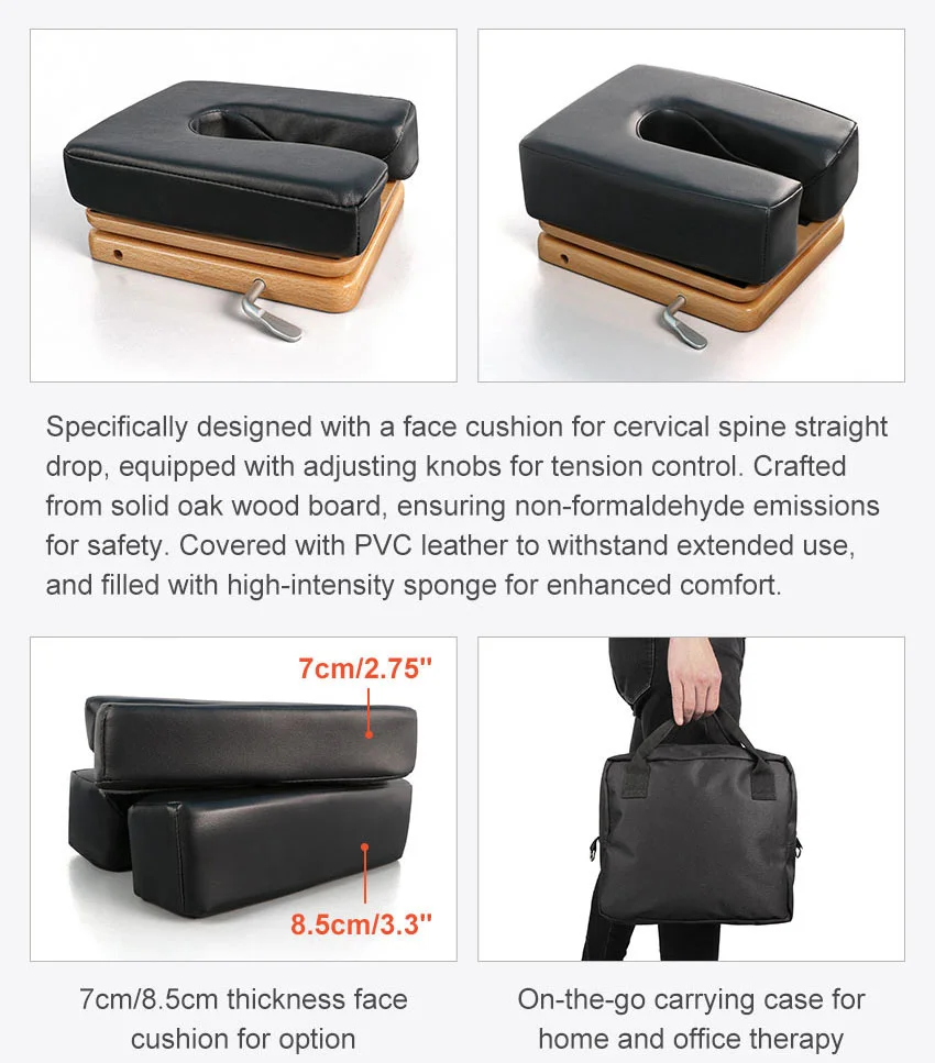 لوح إسقاط للعلاج عنق الرحم مع وسادة للوجه، أداة تعديل العمود الفقري والرقبة المحمولة لضبط العمود الفقري
