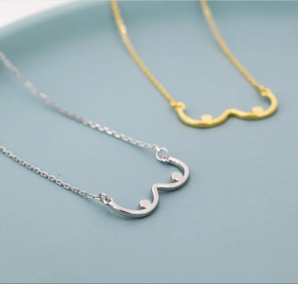 Female Sexy Breast Lactation Chain Necklace Feminist Artistic Women Mama Body Stainless Steel Wave Shape Charm Pendant Choker