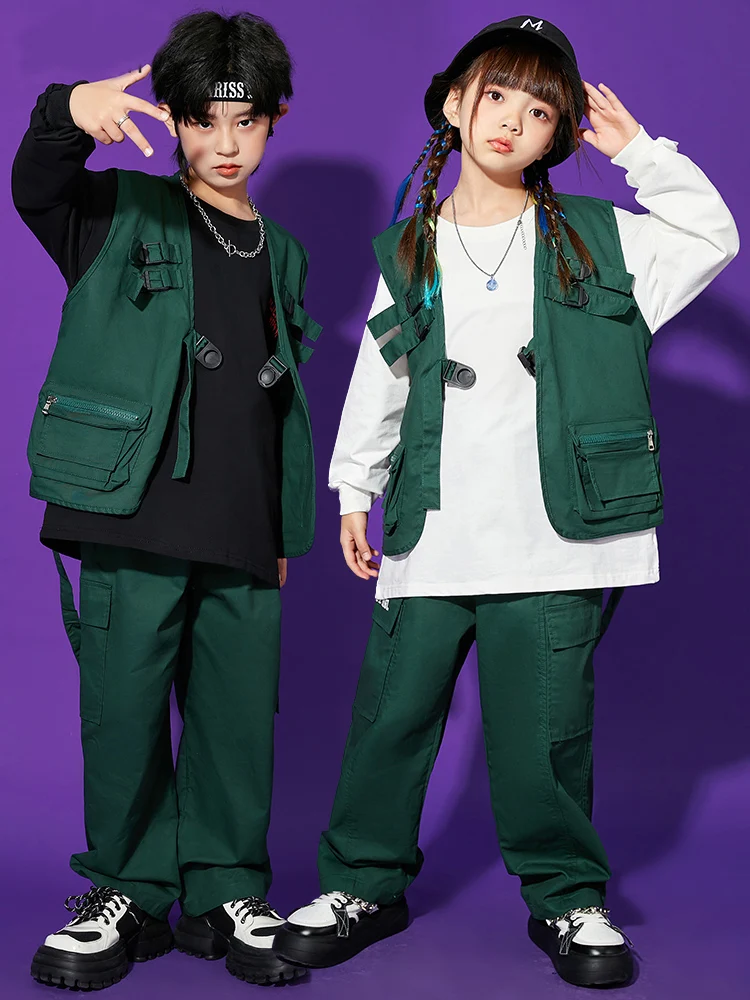 Ropa de calle de moda para niños, ropa de Festival de baile de Hip Hop, traje de baile Kpop para niños, traje de baile de Jazz YS4611