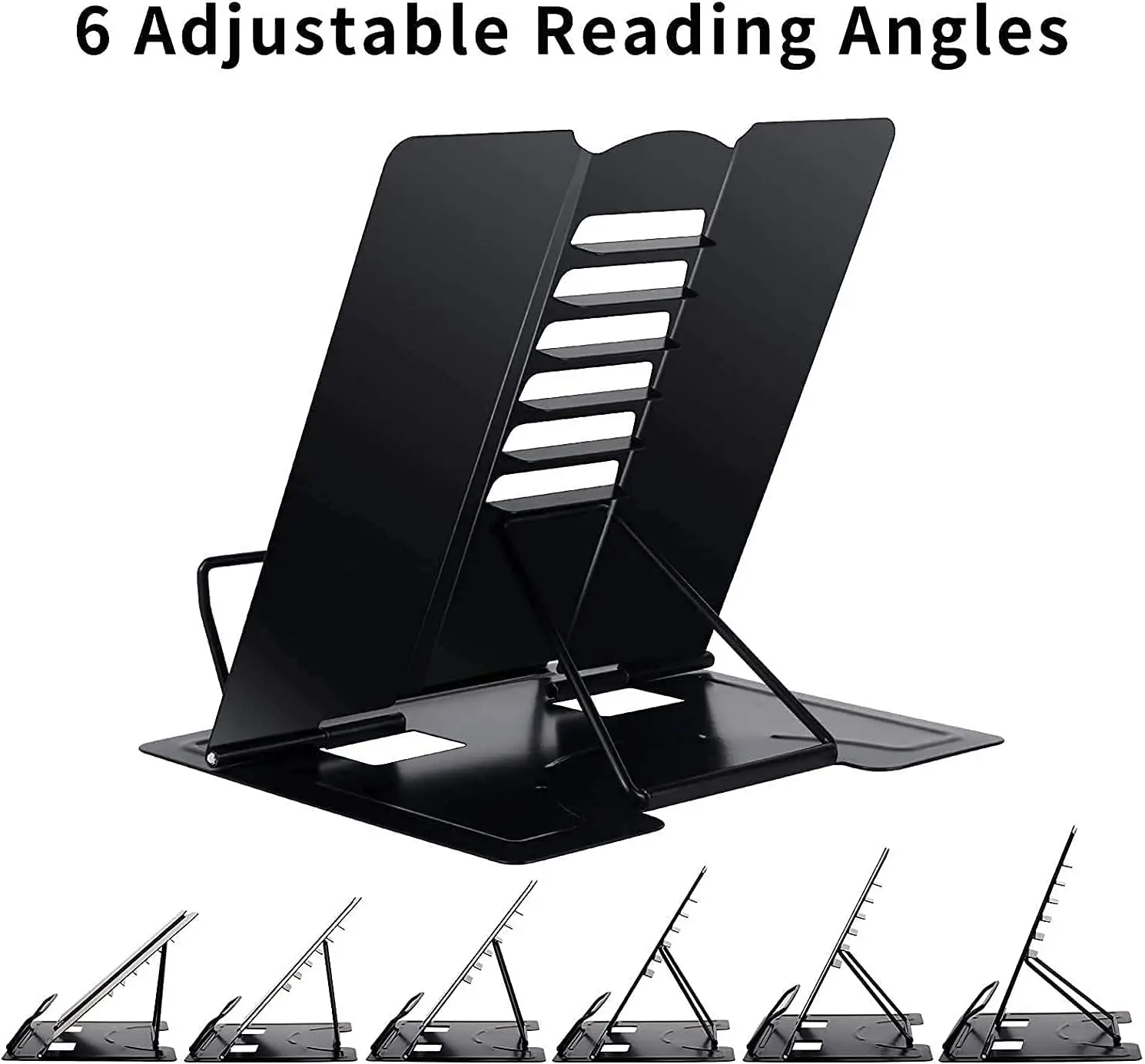 Desk Book Stand Metal Reading Rest Book Holder Adjustable Cookbook Documents Holder Portable Sturdy Bookstands for Recipes Textb