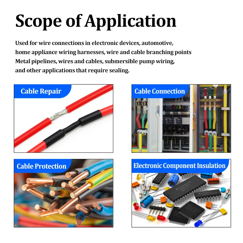 1~10m 3:1 Glue Heat Shrink Tube Black Red Blue 1.6~65mm Polyolefin Insulated Hot Melt Glued Line DIY Cable Repair Wrap Sleeve