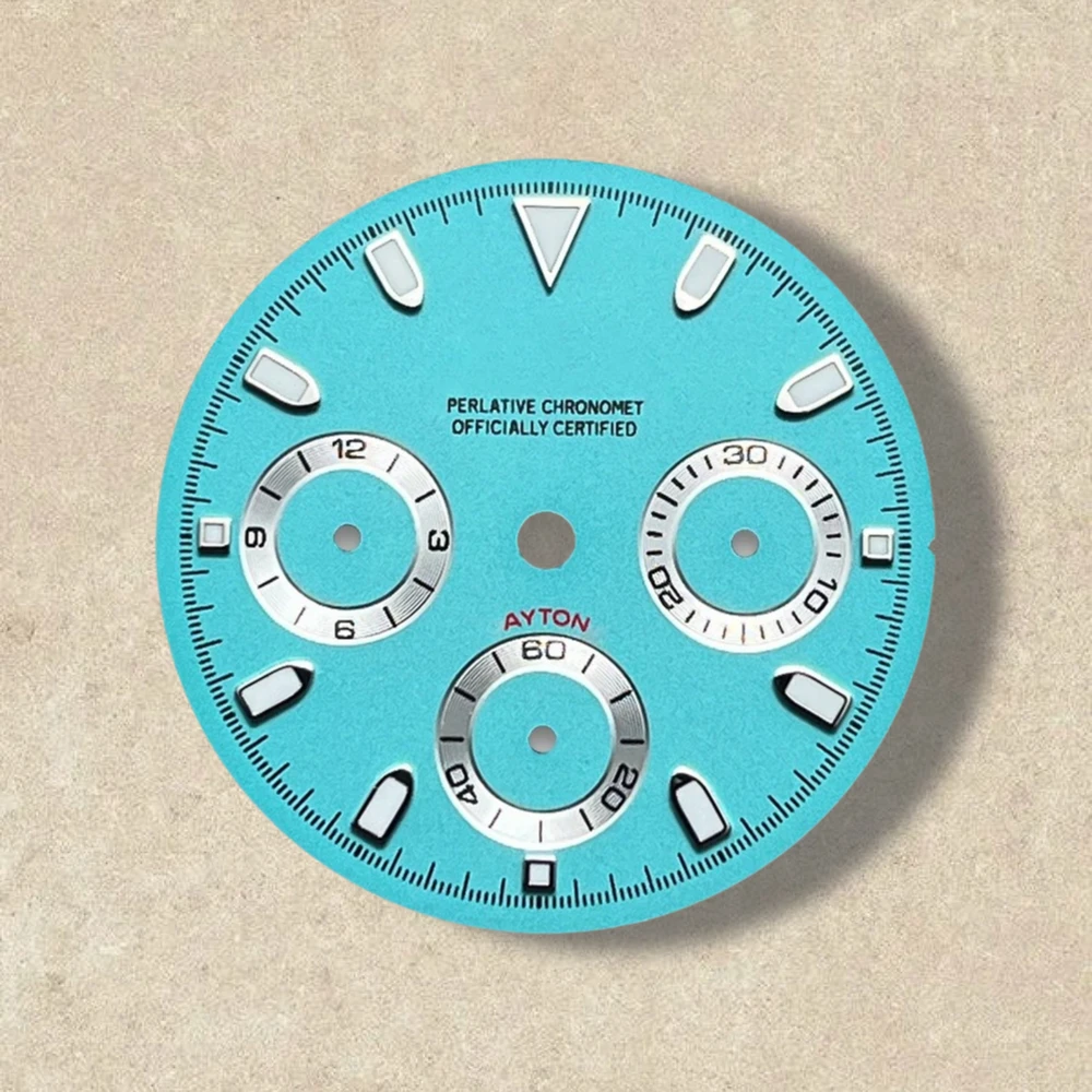 

29.5mm S Logo panda Dial Fit VK63 Movement Green Luminous High-Quality Dial Watch Modification Accessories