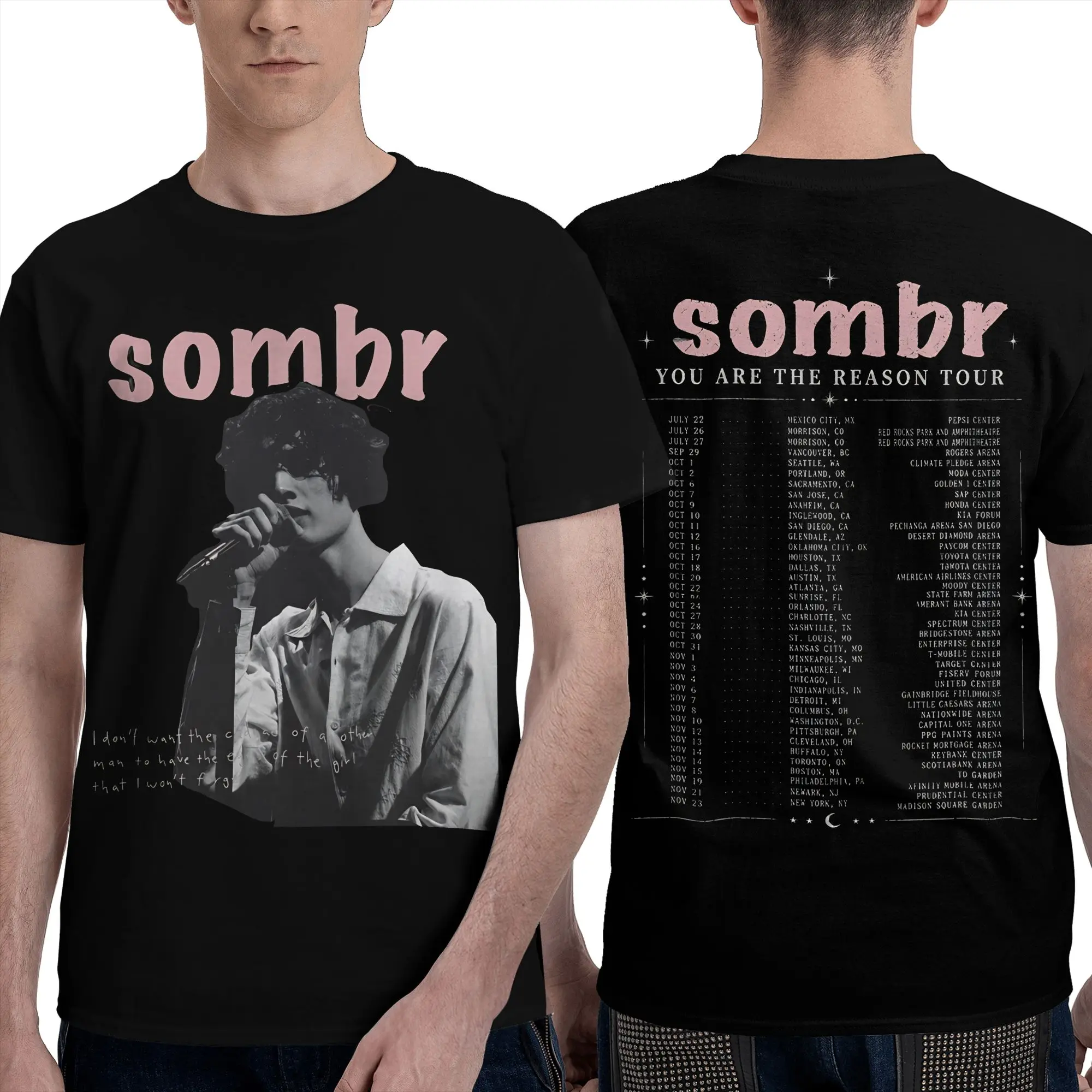 New Arrival Men Women's Sombr Youare The Reason World Tour 2026-2027 T Shirt Outfit  100% Cotton T-shirt Clothing Leisure Tees