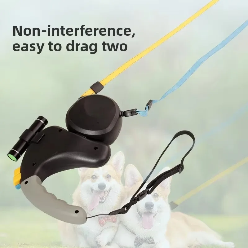 Solid Pattern Double-Headed Traction Device One-to-Two Open-Type Handle Easy Grip Pull Rope Dogs Pet Leash Eco-friendly RIBBONS
