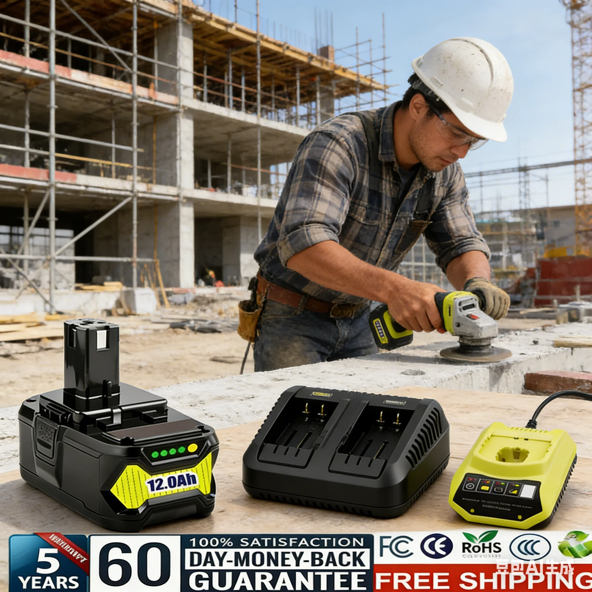 

High Capacity 12ah 18V for Ryobi P108 Li-ion Battery Replacement P108 P102 P103 P104 P107 BPL1820 RB18L50 Power Tool Baterry