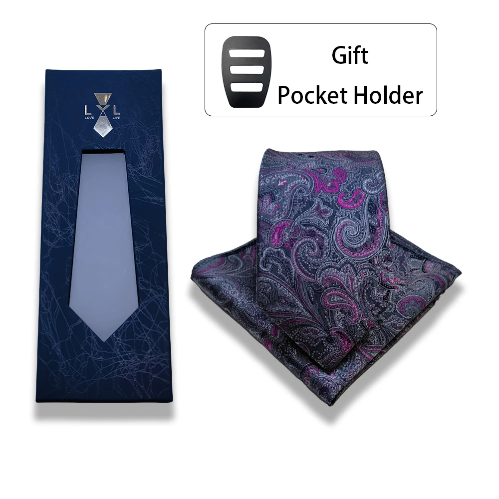 7 سنتيمتر الرجال الفاخرة 2 قطعة التعادل مجموعة بيزلي الزفاف الأزرق البني الأخضر ربطة العنق منديل هدية للرجال مصمم الأزياء الأعمال حزب التعادل