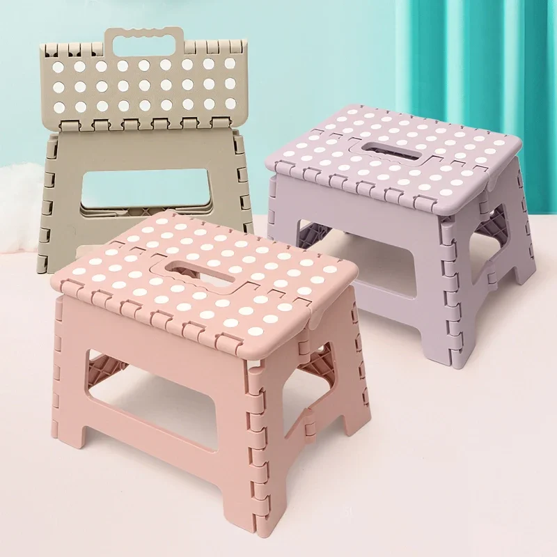 Purple Folding Step Stool with Handle Portable Plastic Seat for Kids Bathroom Home Travel