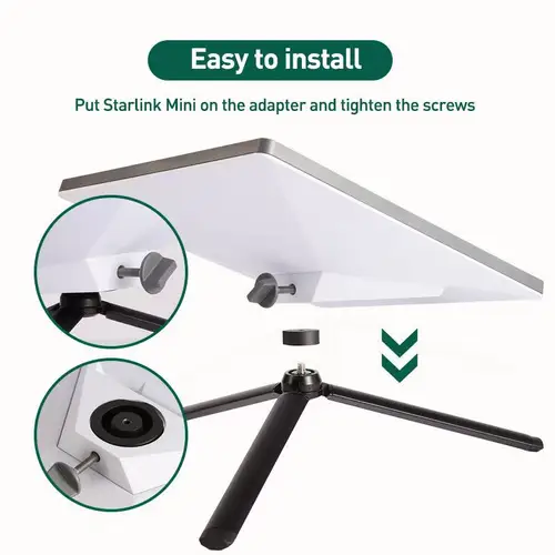 Imagen 2 del producto Soporte de trípode para Starlink Mini (2024), con adaptador de aluminio, soporte accesorio de ángulo ajustable, soporte portátil