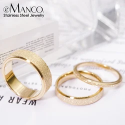 EManco, anillos simples de acero inoxidable de alta calidad para mujer, 2/3/5MM de ancho, Color dorado, joyería para niña