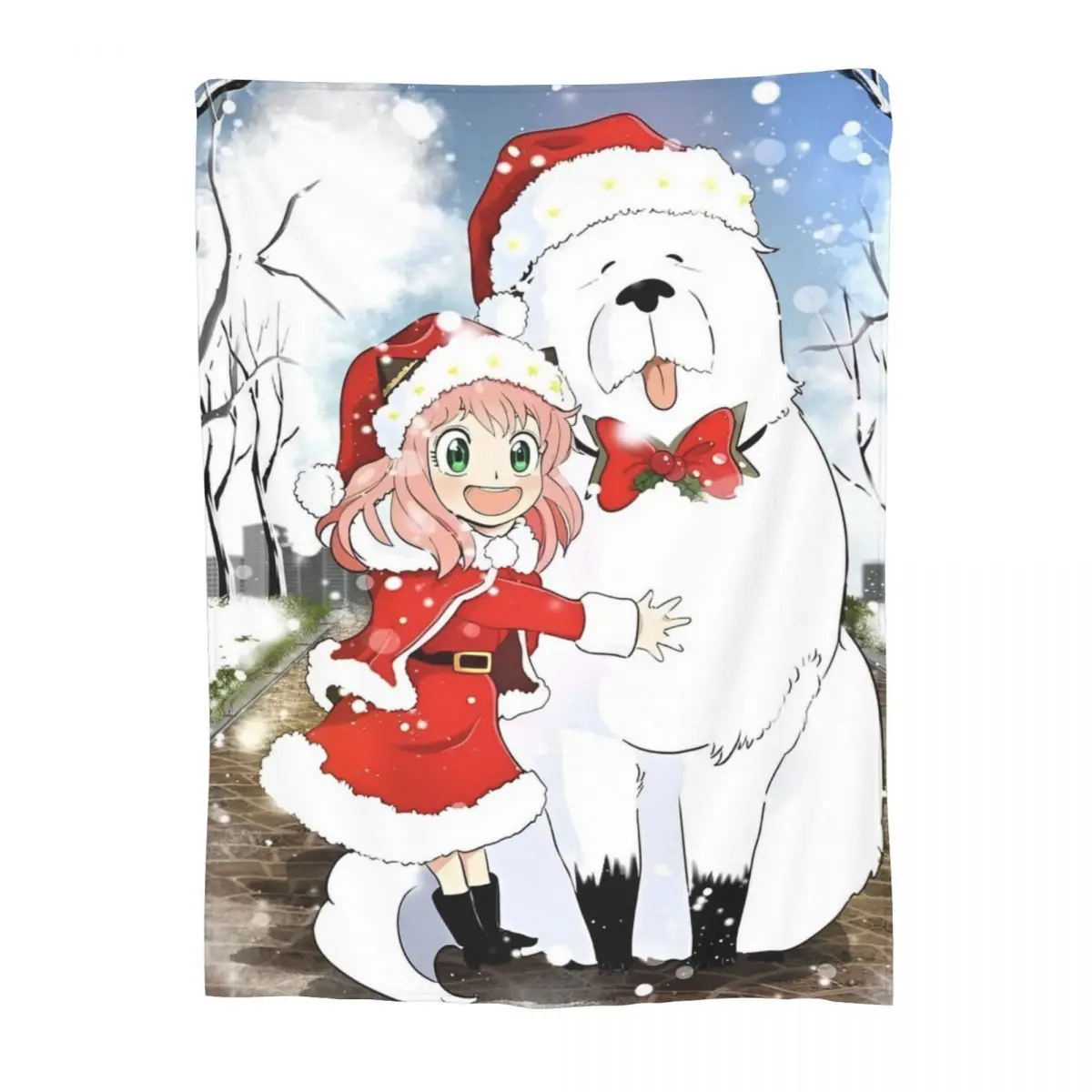 Spy X Family Christmas Anime Anya Blankets Flannel Cartoon Anime Lightweight Thin Throw Blankets for Car Sofa Couch Bedspread