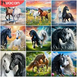 HUACAN New Collection Diamond Mosaic Horse Sun Diamond Painting Full Round Drill Embroidery Animal Wall Decoration