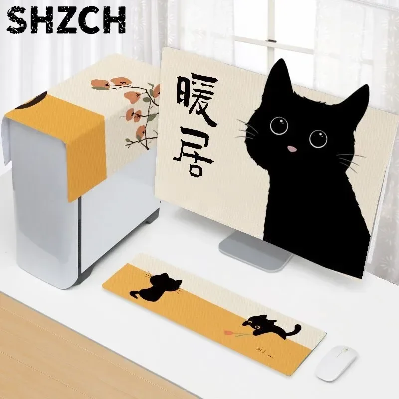 Computer Dust Cover Cloth Desktop Monitor 3pcs Set Household Cute Cartoon Computer Keyboard Host Dust Cover Cloth Towel ZG267