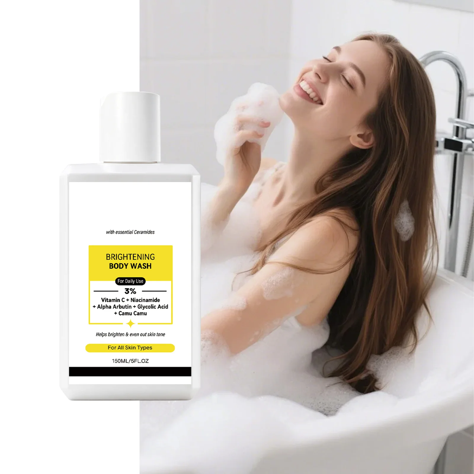Whitening Shower Gel Exfoliating Fade Pigmentation Lasting Aroma Refreshing Control Oil Hydrating Rich Foam Body Wash Skincare