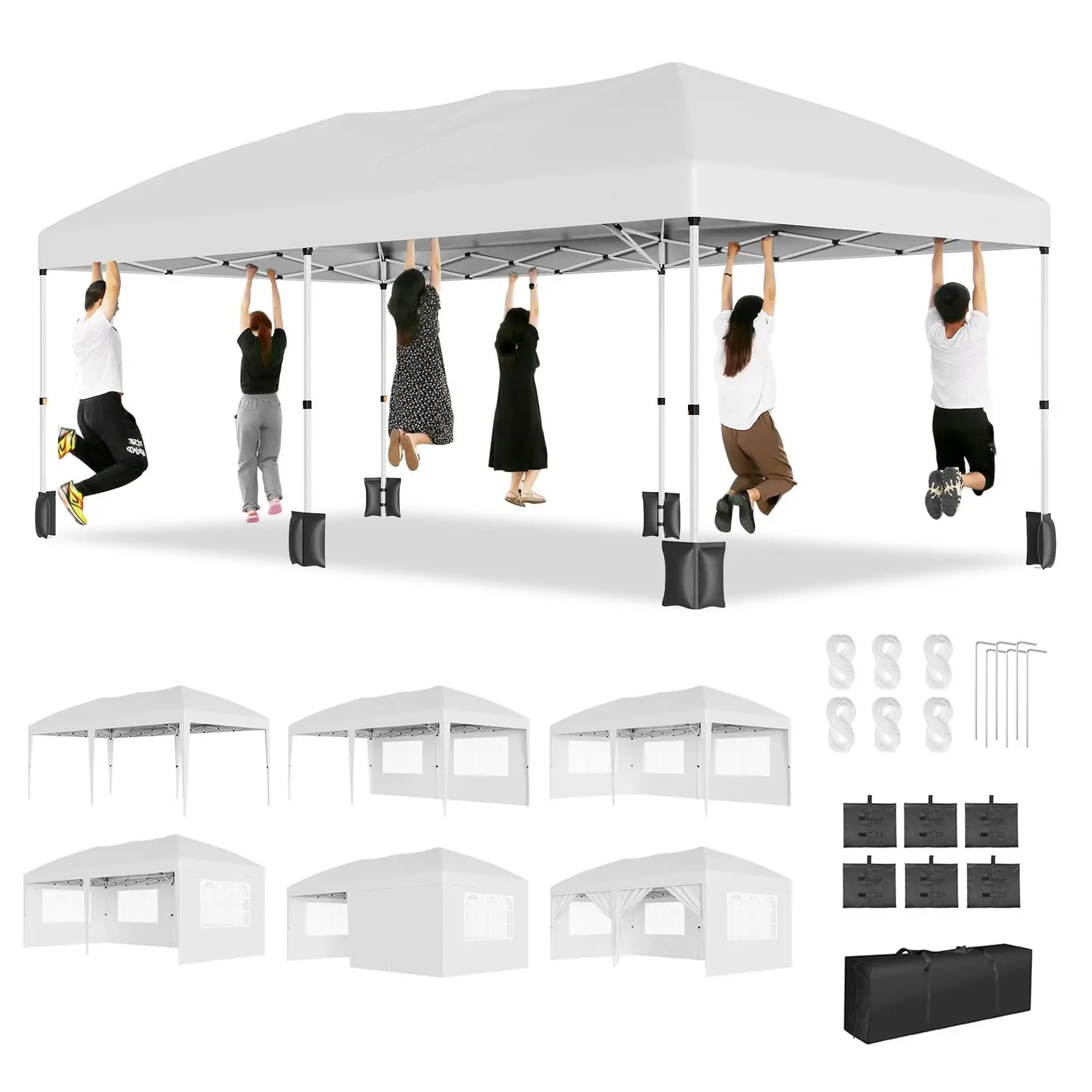 Heavy Duty Pop Up Canopy Tent with Sidewalls – Waterproof Outdoor Gazebo for Parties, Weddings, Backyard Events & Patio Shelter 10x10FT/10x20 FT