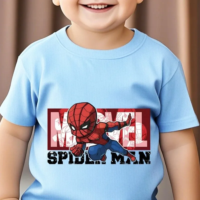 Children's Summer Marvel Spider-Man Printed Cartoon T-shirt 