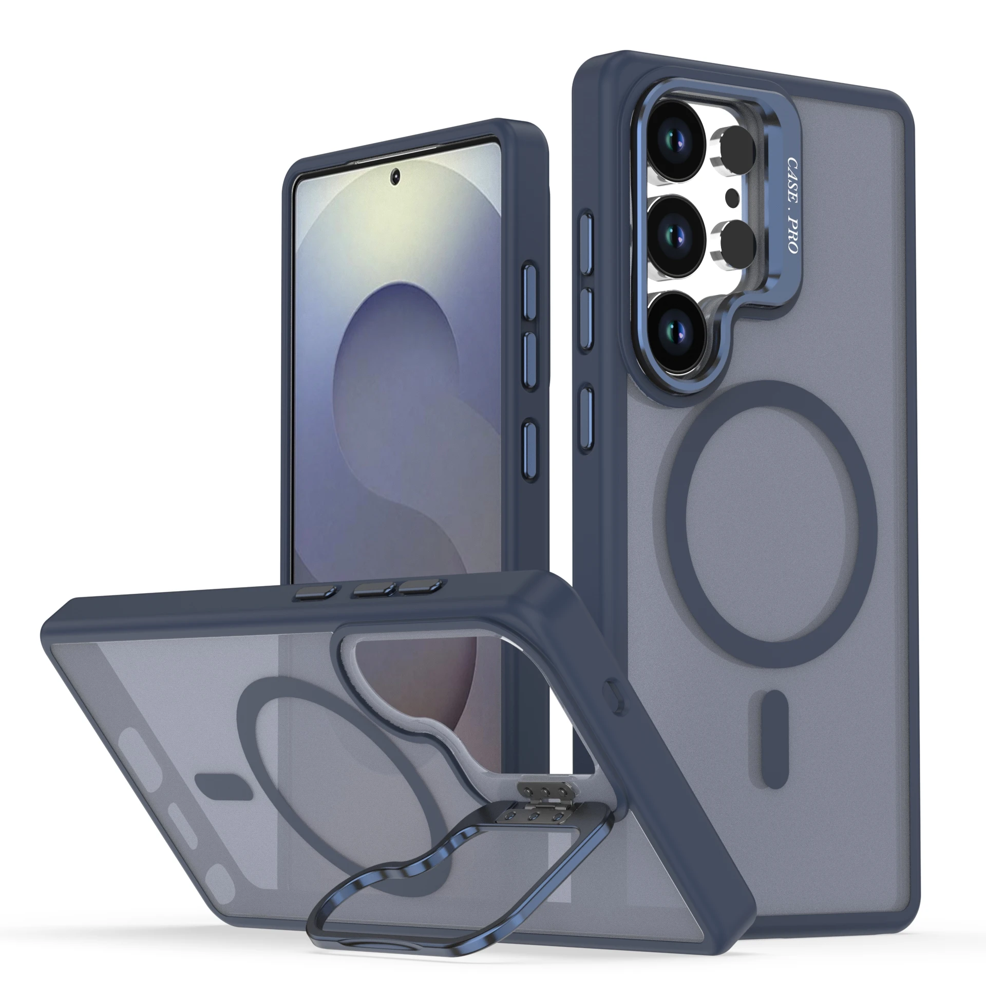 

For Magsafe Magnetic Metal Lens Protection Stand Case For Samsung S26 S25 Edge S24 S23 S22 Ultra Plus FE Shockproof Cover fanda