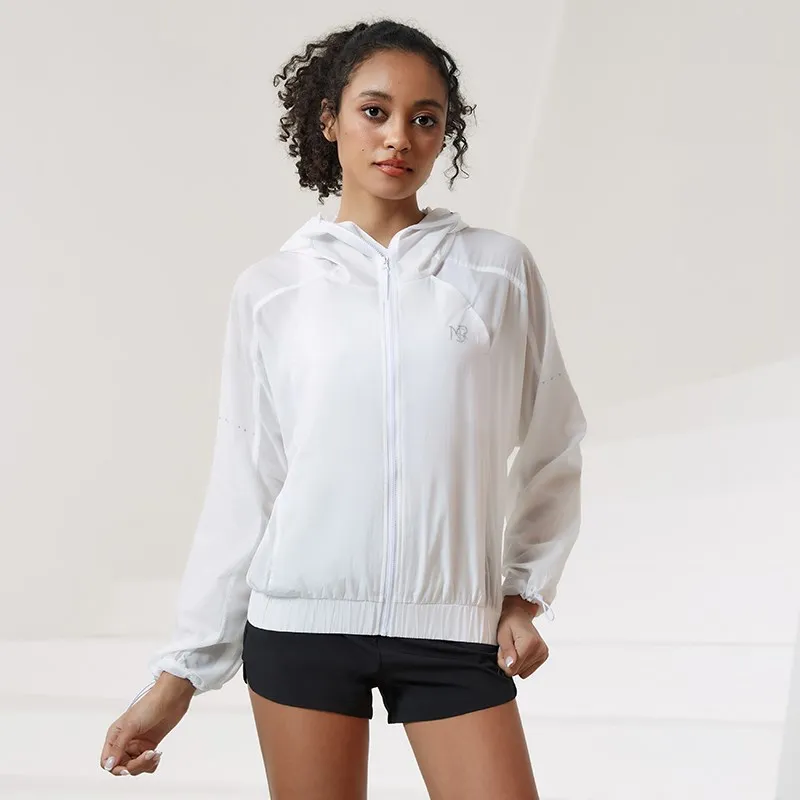 Translucent Sun Protection Hoodies High Quality Outdoor Sports Long Sleeve Zipper Womens Running Jacket Cycling Training Coat