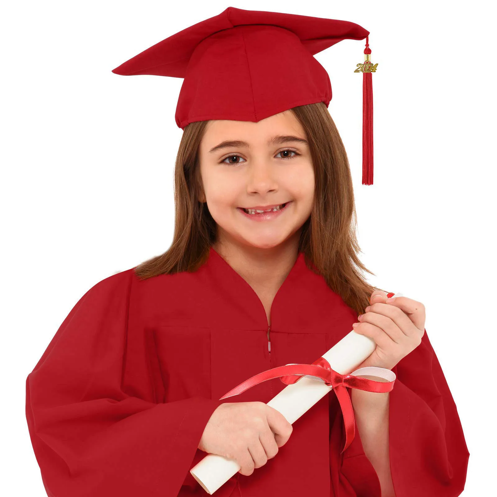 Robe académique pour enfants, uniformes scolaires pour enfants, robe de graduation de la maternelle, ensemble châle et bonnet à pampilles, enfants d'âge alth, 2024