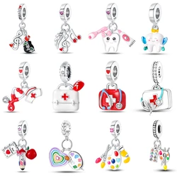 Fit Qikaola 925 Original Bracelets Silver 925 Music Symbol Drawing Plate Medicine Box Career Series Charms Beads For DIY Jewelry