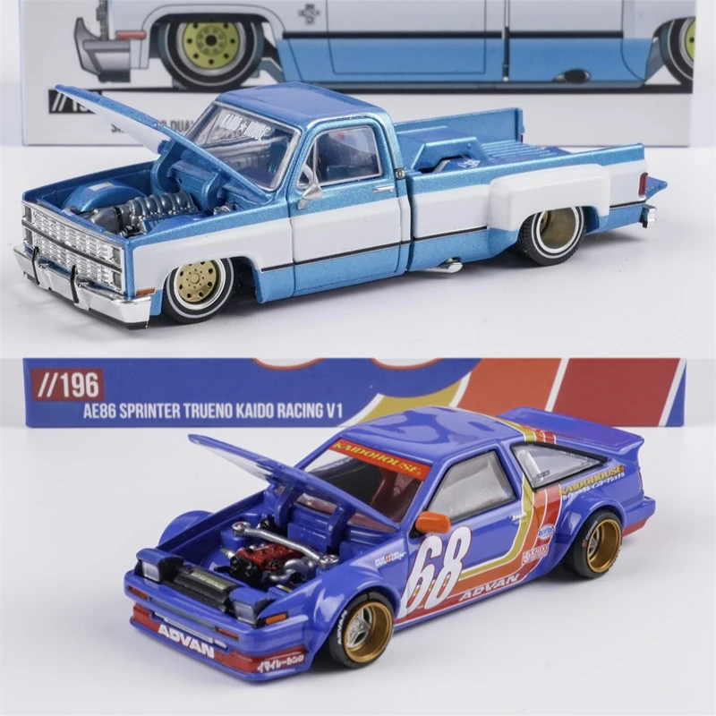 Kaido House x MINI GT 1:64 Silverado Dually Vintage Spec V1 / AE86 Sprinter Trueno Kaido Racing V1 Diecast Model Car