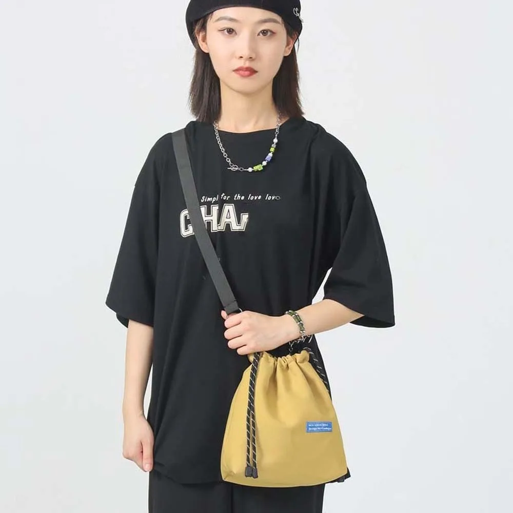 النايلون الرباط دلو حقيبة تخزين عادية الكورية نمط حقيبة كتف قابل للتعديل حقيبة يد الرجال حقيبة كروسبودي الرجال النساء #4