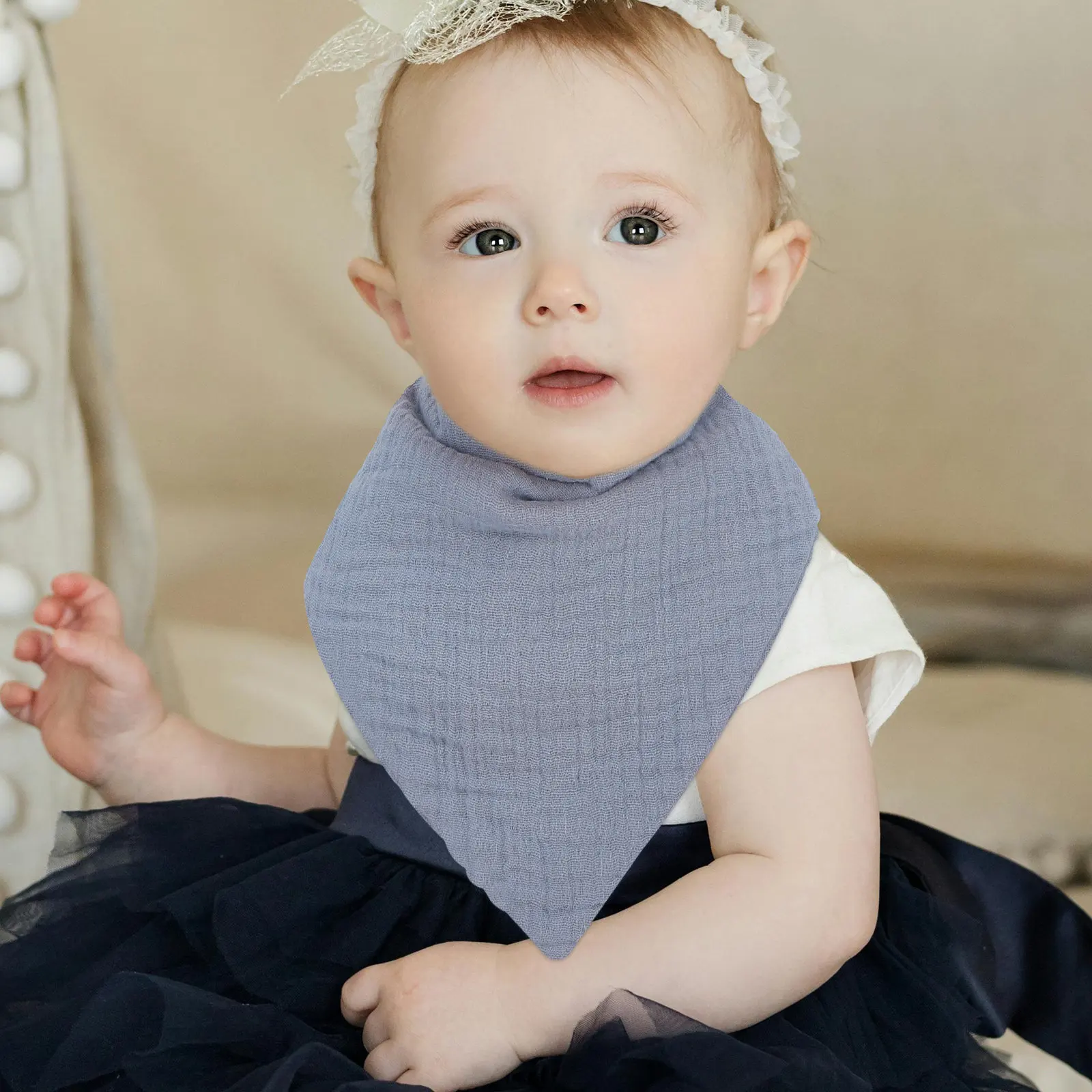 

2Pcs Thick Cotton Baby Drool Bibs Triangular Adjustable Newborn Feeding Bandanas Soft Breathable Baby Bibs for Feeding Drooling