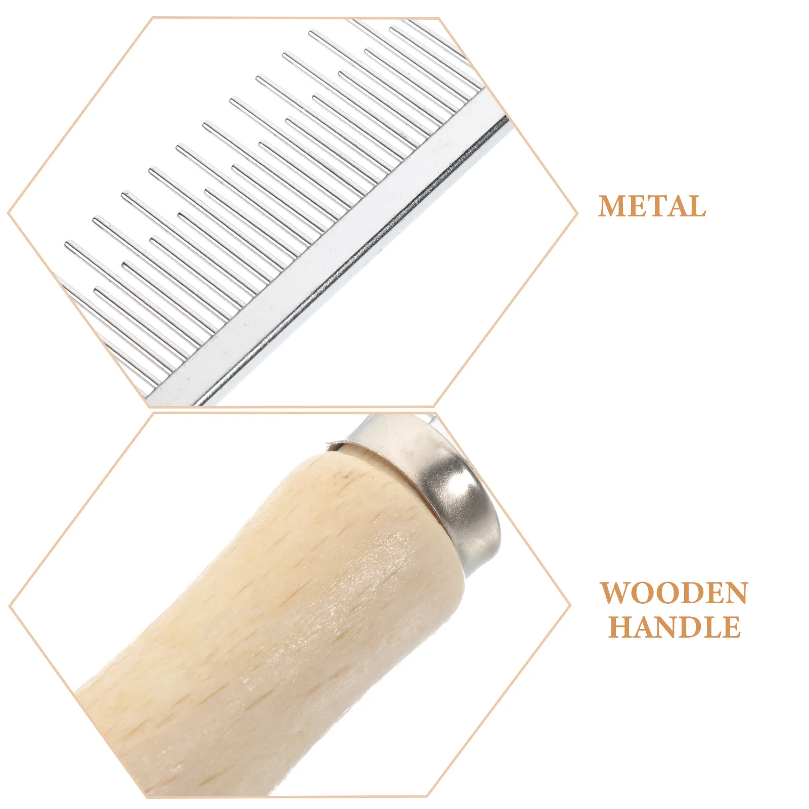 

Pet Grooming Comb Wooden Handle Stainless Steel Teeth Durable Dog Hair Brush Ergonomic Design For Cat Kitten Wear-Resistant Comb