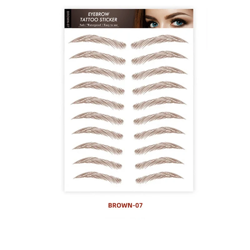 Brown Eyebrows Makeup Tattoo Sticker Water-based Hair-liked Waterproof Long Lasting False Stickers for Brow Grooming Shaping