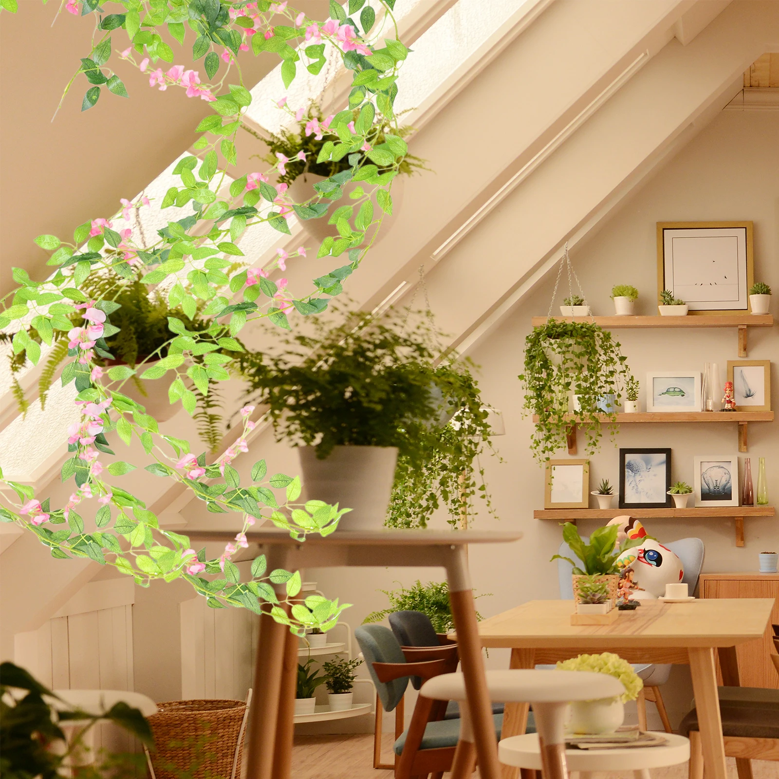

Artificial Wisteria Flower Vine Decorative Vines Wedding Fake Plants for Residences Green Leaves