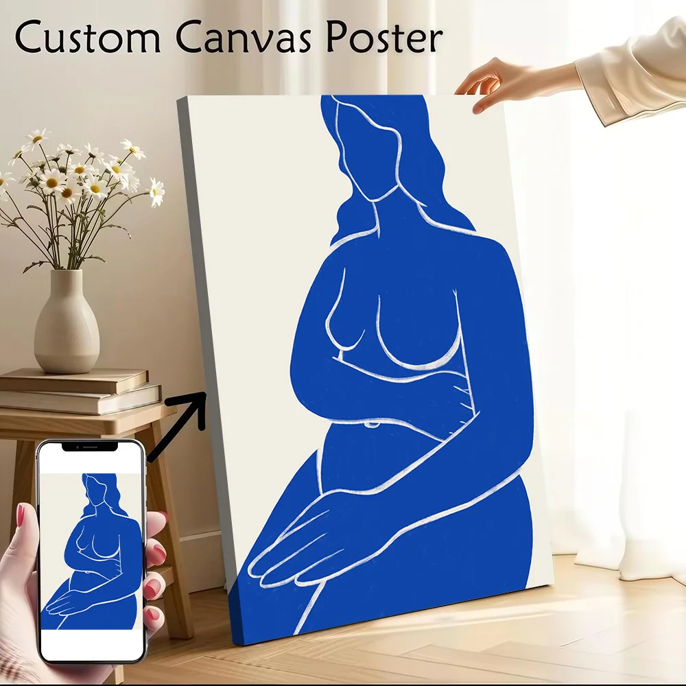 Blue Nude 04 Canvas Poster Customizable Pictures Wall Art Canvas Painting for Modern Home Decoration Ornaments Wand Deko Room