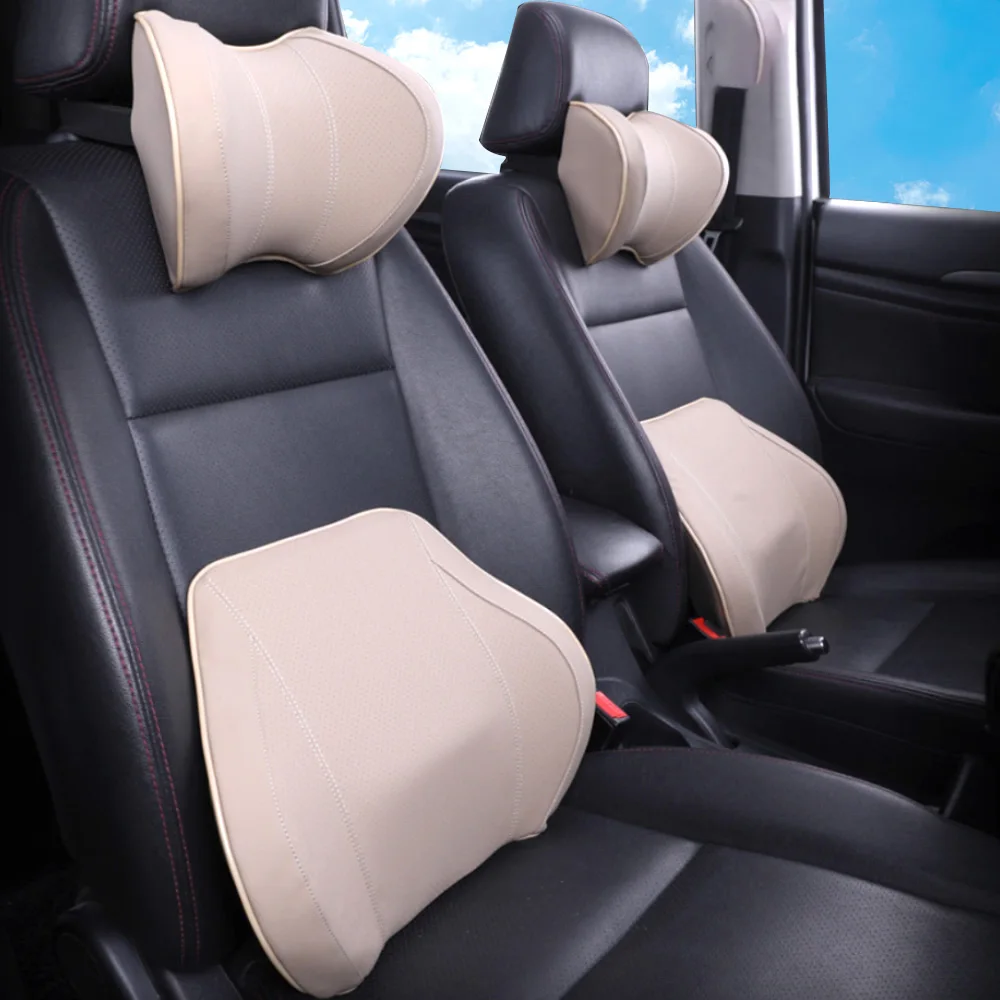 Car Seat Head Neck Rest Space Memory Neck Headrest Auto Waist Rest Pillow Lumbar Cushion Seat Headrest