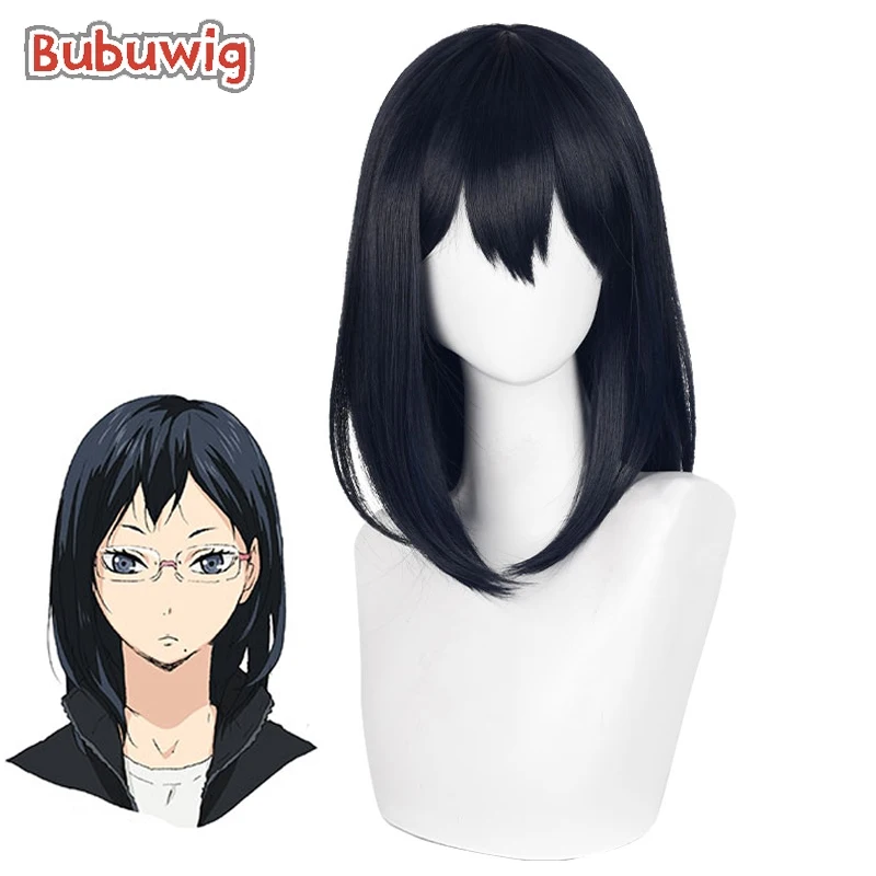 

Bubuwig Synthetic Hair Shimizu kiyoko Cosplay Wigs Haikyu!! Shimizu kiyoko 46cm Long Straight Black Blue Wig Heat Resistant