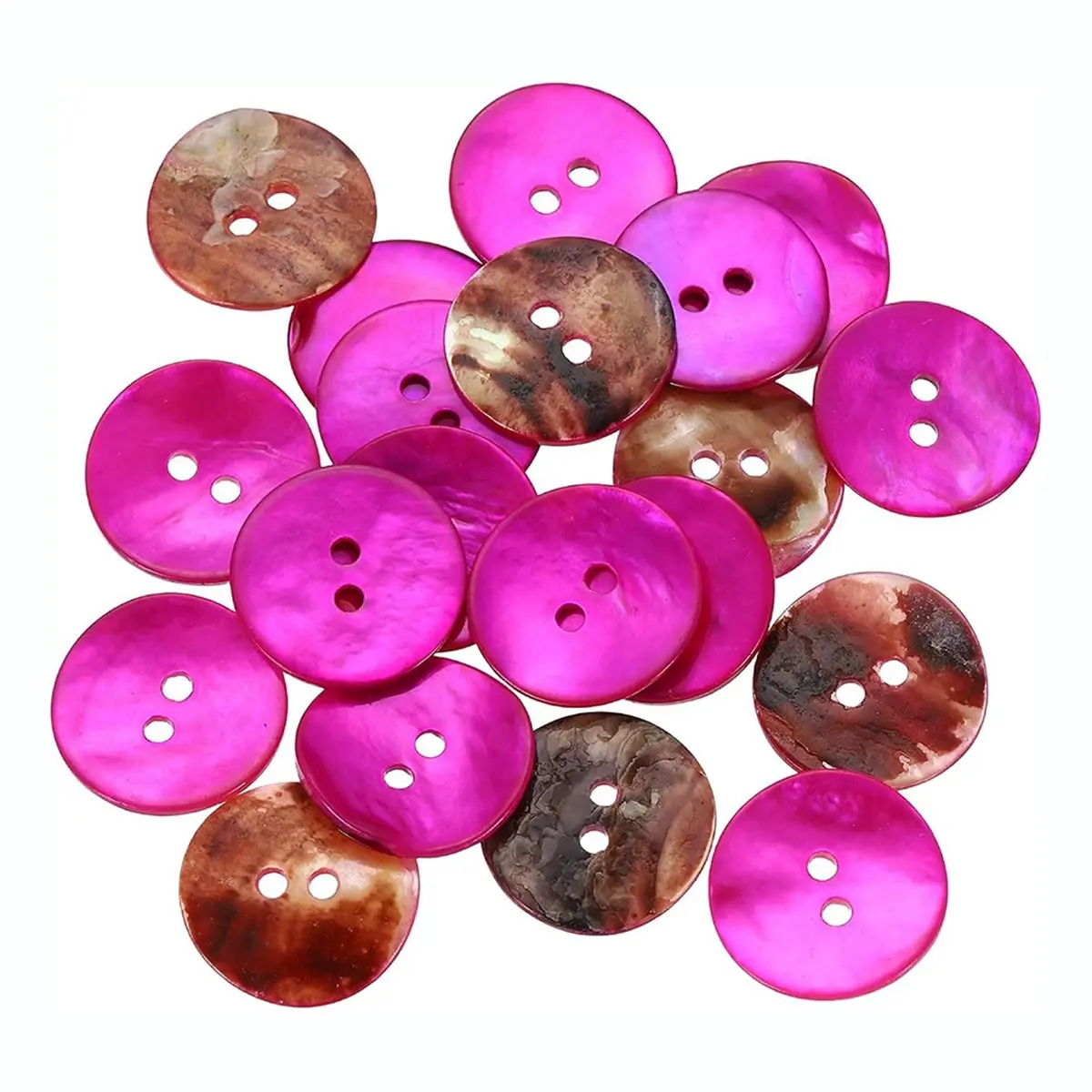 MALL 20Pcs Natural Shell Buttons, 18mm 2 Hole Mother of Pearl Blazer Buttons Sewing Craft Shell Discs for Sewing, Rose Red