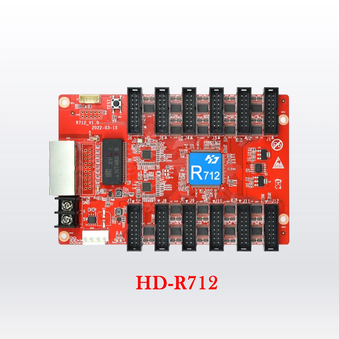 

HD System Control Card huidu R712/ R716 / R708 / R712 /R507 TFull Color LED Screen Receiving Card Integrates 12 Hub75 Interfaces