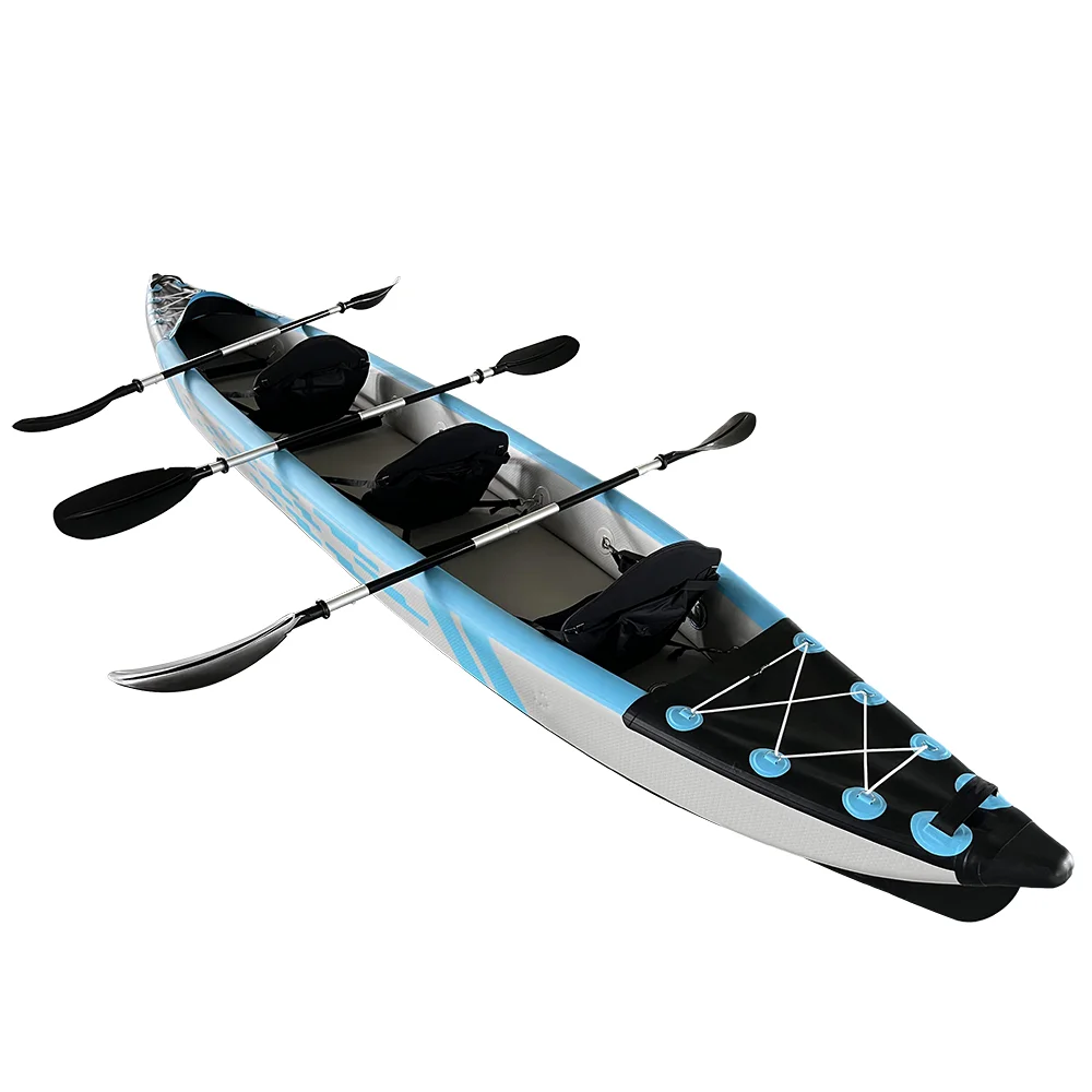 2024 hot selling inflatable kayak fishing boat rowing drop stitch three seats Portable for water sports