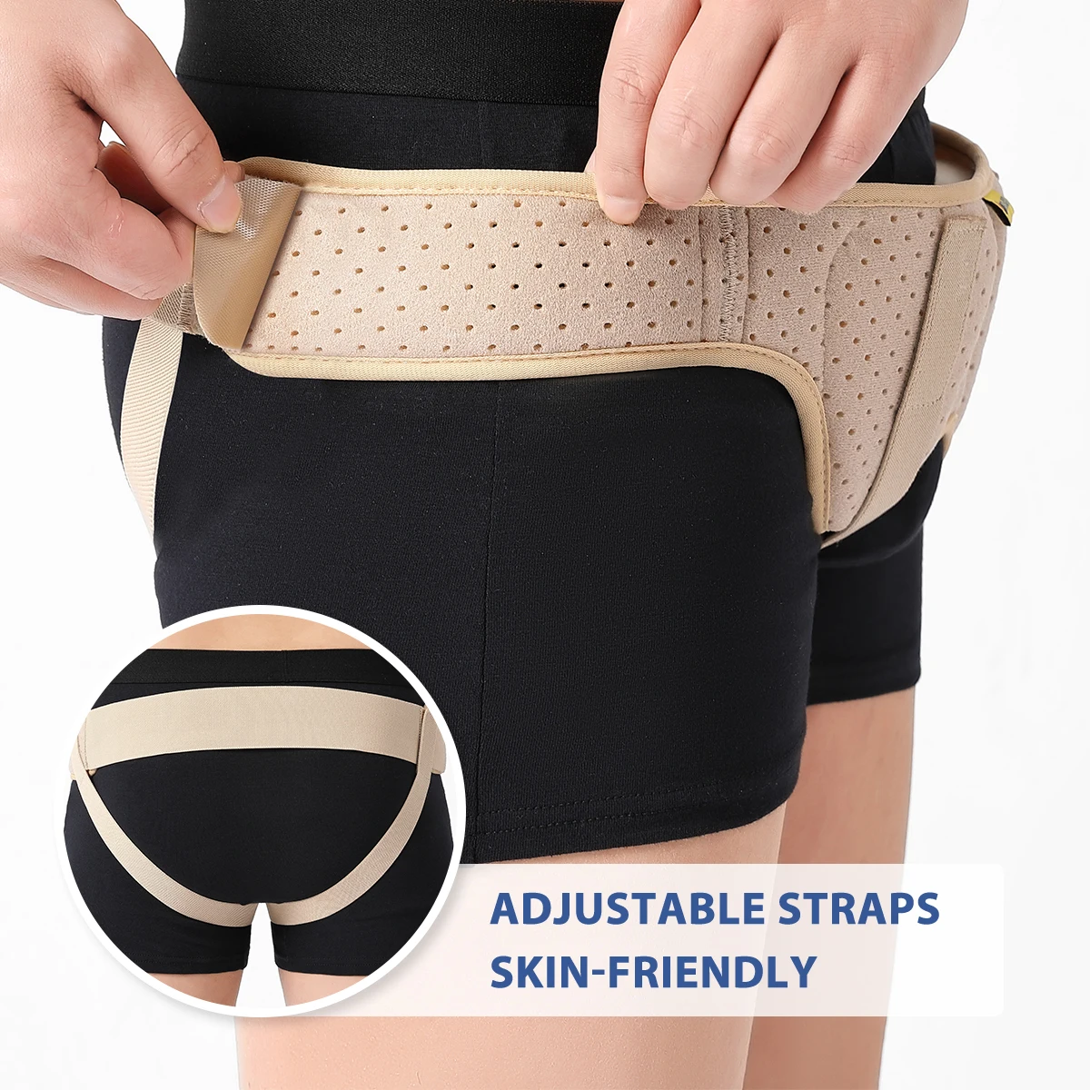 Hernia Belt Truss for Inguinal or Sports Hernia Support Brace Pain Relief Recovery Strap with 2 Removable Compression Pads