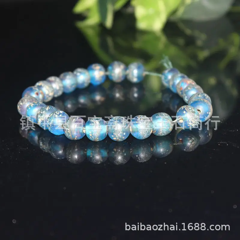 Glaze Blue Tail Bracelet String Vintage Glass Round Beads