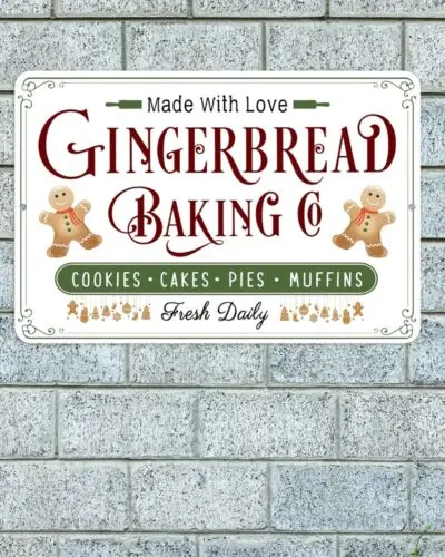 Gingerbread Baking Co Sign Aluminum Metal 8x12 Xmas Winter Christmas Cookies-Aluminum