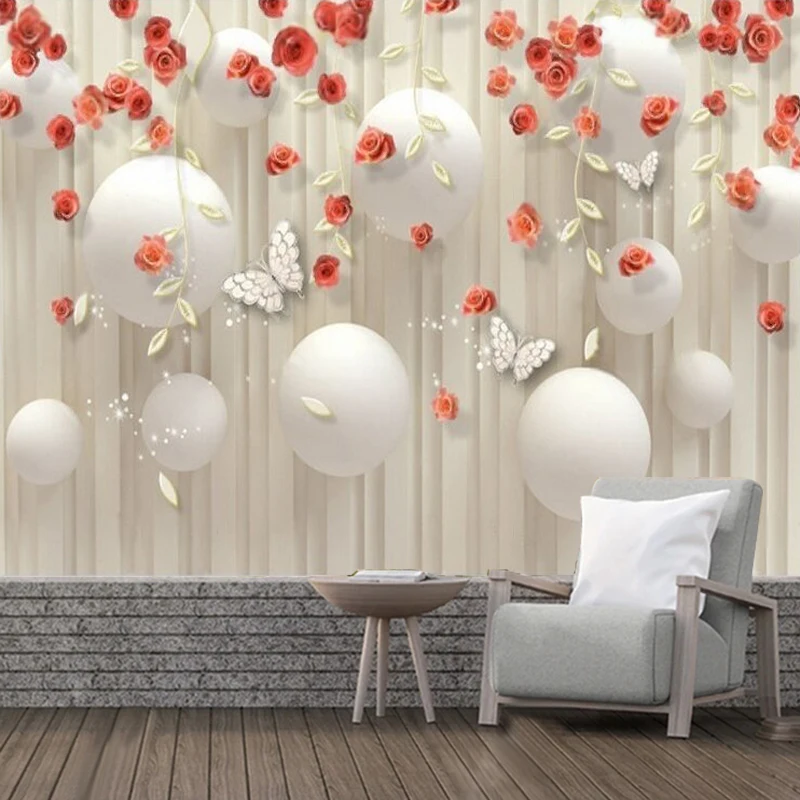 Fashionally Romantic And Simple 3D Three-Dimensional Rose Flower Wallpaper For Wardrobe Kitchen Living Room And Bedroom Wall