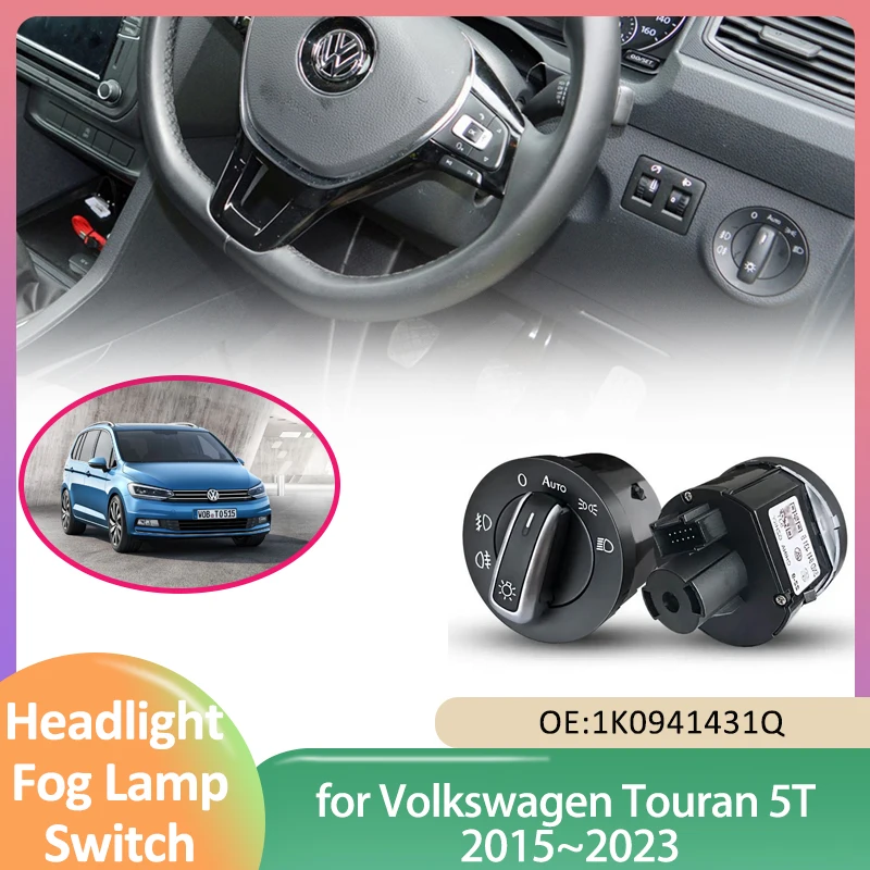 Car Headlight Switch for Volkswagen VW Touran 5T 2015~2023 2017 2018 Automat Fog Lamp Button Driving light Accessorie 1K0941431Q