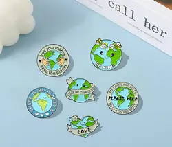 Enamel Pin Custom Be Kind Hug Earth No Planet B Brooches Lapel Pin Badge Environment Jewelry Gifts For Kids Please Help Earth