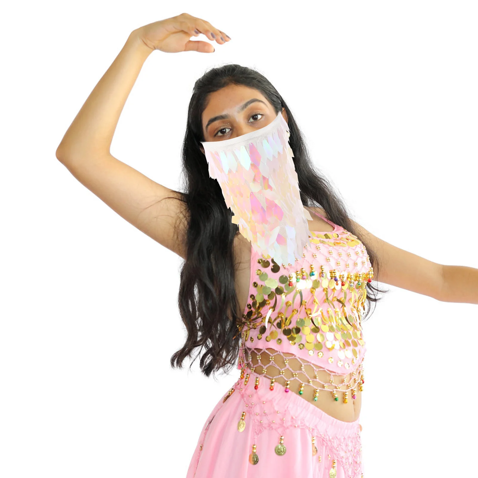 

Мерцающая вуаль для танца живота в этническом стиле, сетчатая ткань для сценического выступления, вечерние карнавальные костюмы для женщин