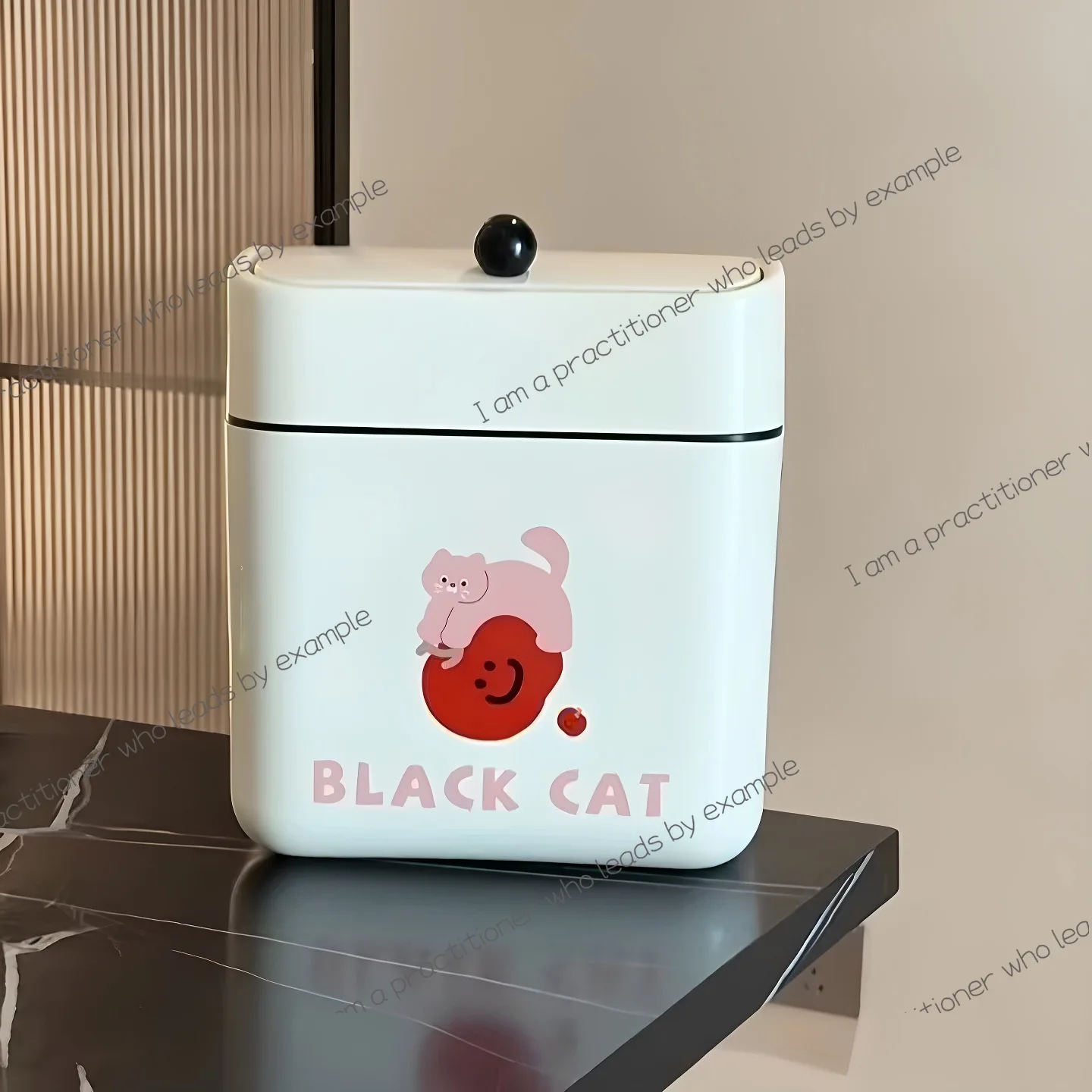 Cream wind kitchen trash can no bending household wall waste paper basket flip sanitary bucket food waste storage bucket