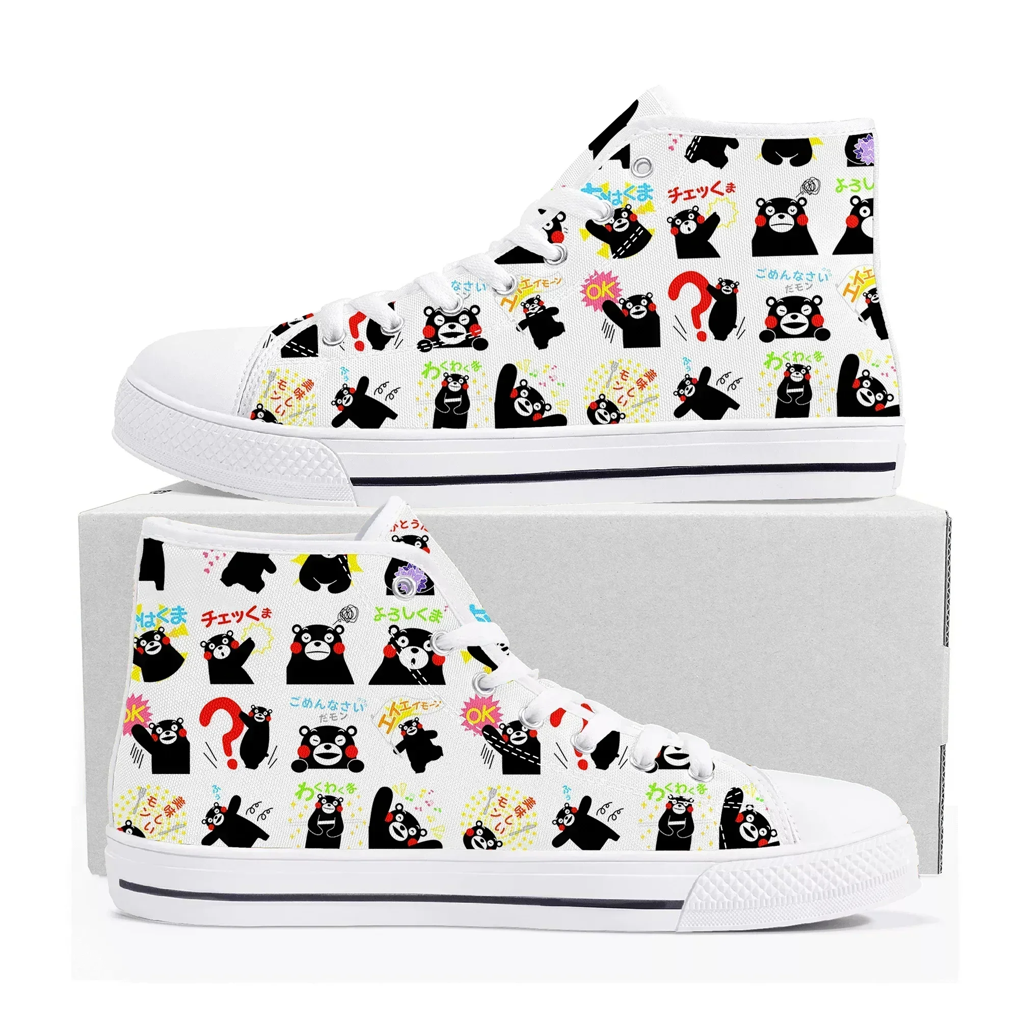 

Kumamon High Top Sneakers Mens Womens Teenager High Quality Canvas Sneaker Japanese Comics Manga Cartoon Couple Customized Shoes